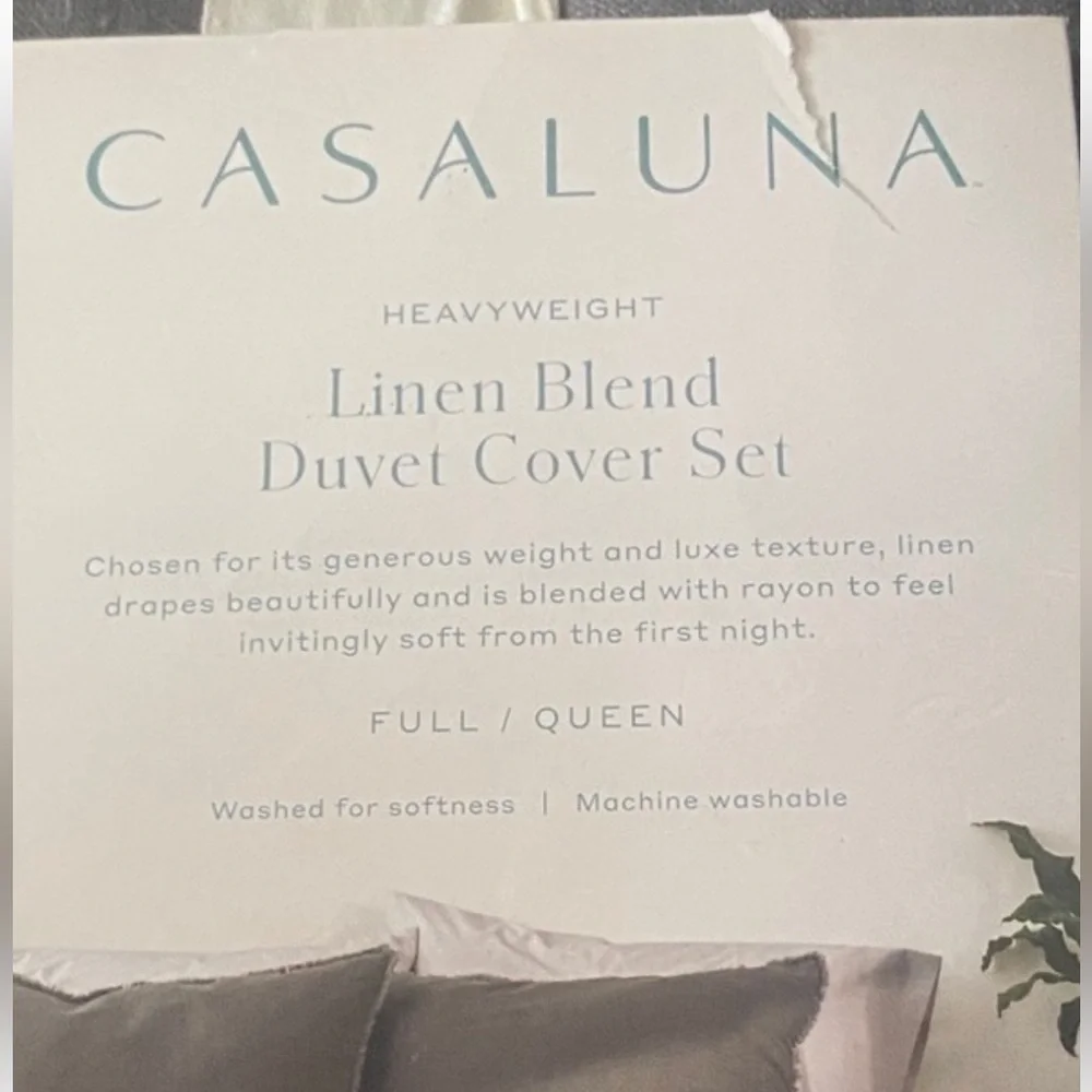 Casaluna KING Heavyweight Linen Blend Duvet Cover Dark Gray zipper